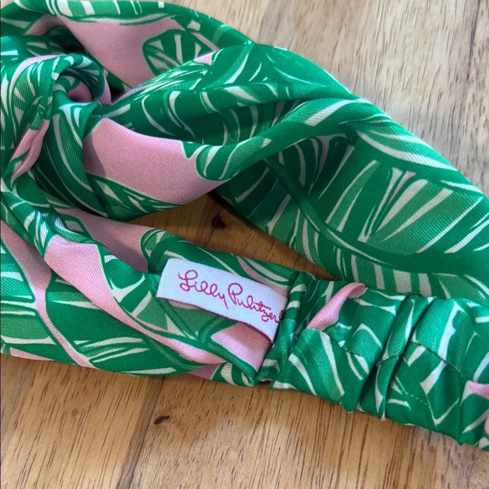 Lilly Pulitzer Green and Pink Leaf Print Headband - Picture 3 of 3